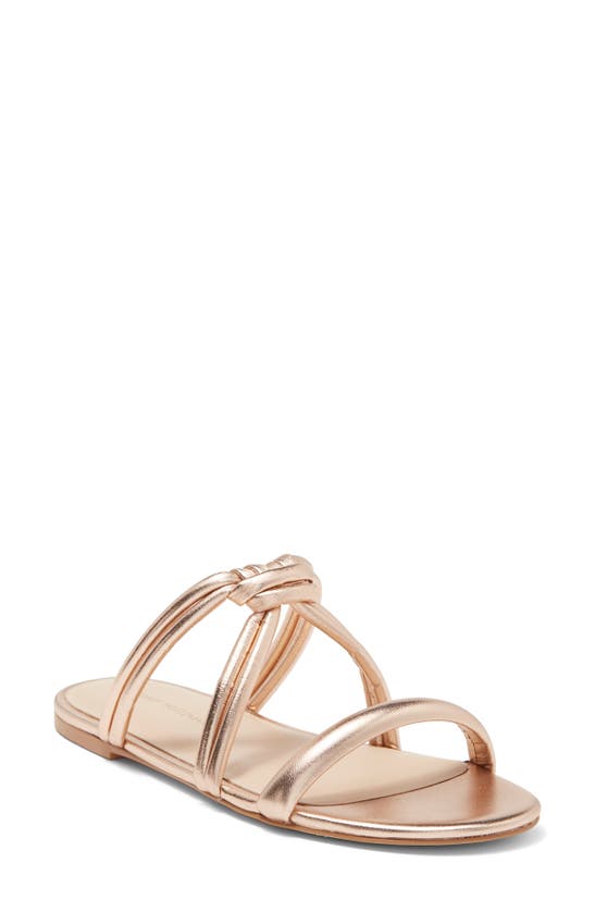 Stuart Weitzman Square Toe Twisted Knot Sandal In Rose Gold