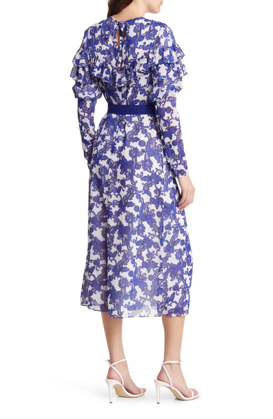 Ted Baker Marquis Floral Jacquard Juliet Sleeve Midi Dress In White ...