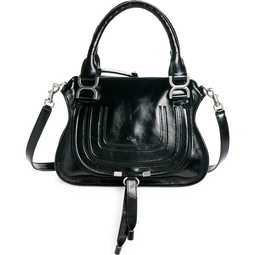 Chloé Marcie Small Leather Handbag With Removable Shoulder Strap In Black