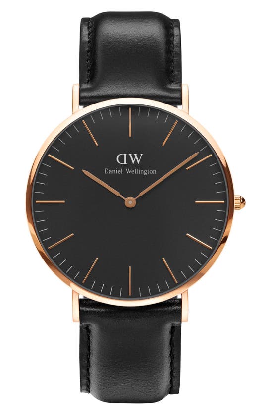 Daniel Wellington Classic Sheffield Black Dial 40 Mm Watch Dw In Black Gold Tone Pink Rose Gold Tone Modesens
