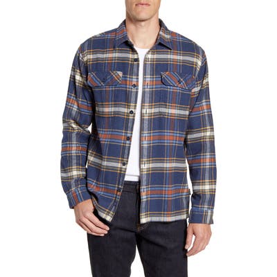 Patagonia Fjord Regular Fit Organic Cotton Flannel Shirt, Blue