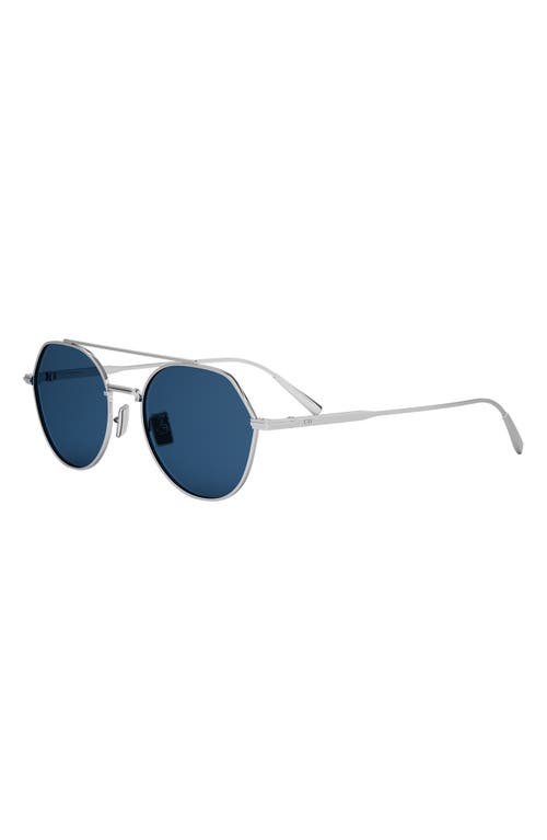 Shop Dior 'blacksuit R6u 54mm Geometric Sunglasses In Shiny Palladium/blue