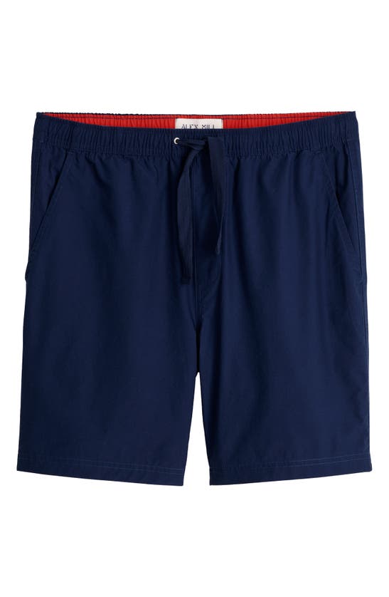 Alex Mill Saturday Cotton Shorts In Navy/ Red