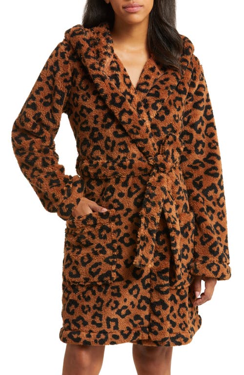 UGG(r) Aarti Faux Shearling Hooded Robe in Cider Leopard