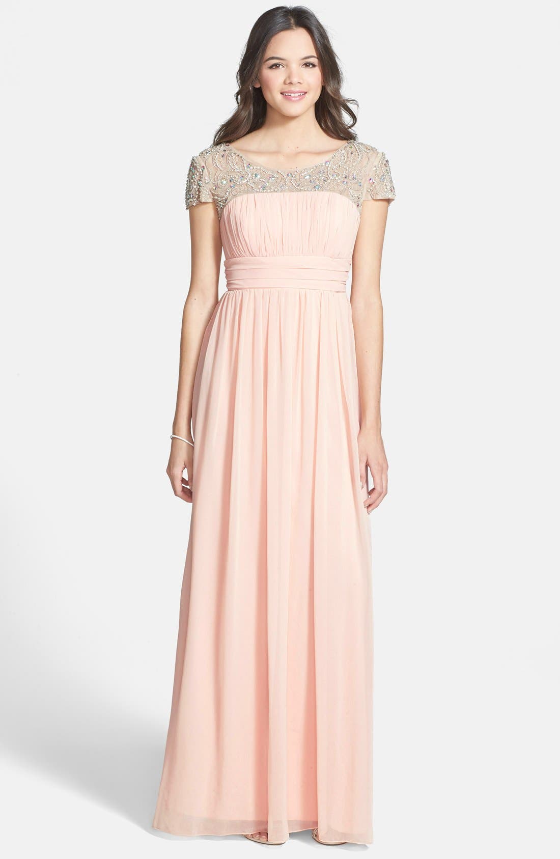 WayIn Embellished Illusion Yoke Gown (Juniors) Nordstrom
