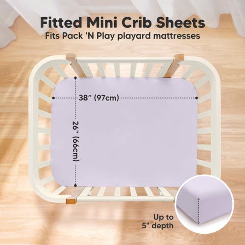Keababies 2-pack Soothe [protect+] Waterproof Mini Crib Sheets In Lilac