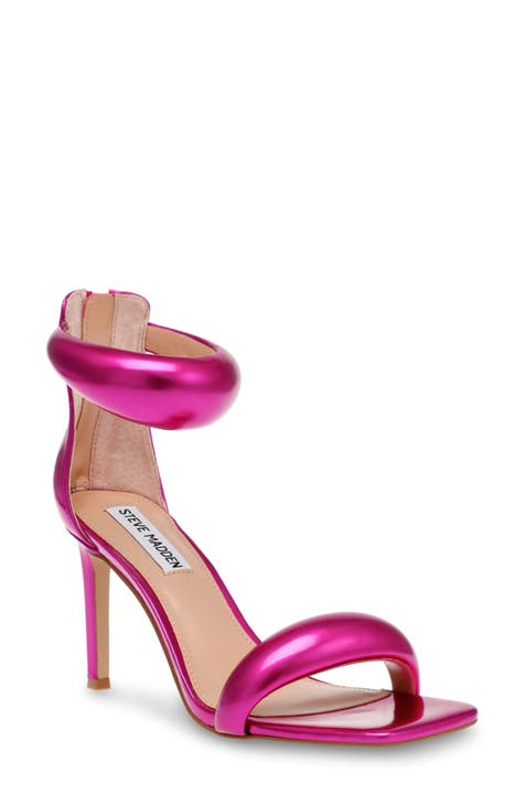Cute Neon Pink Heels - Lace-Up Heels - Beige High Heel Sandals - Lulus