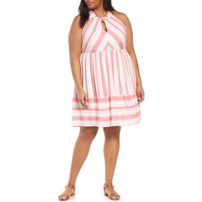 Plus Size Gibson X The Motherchic Newport Stripe Dress, Pink