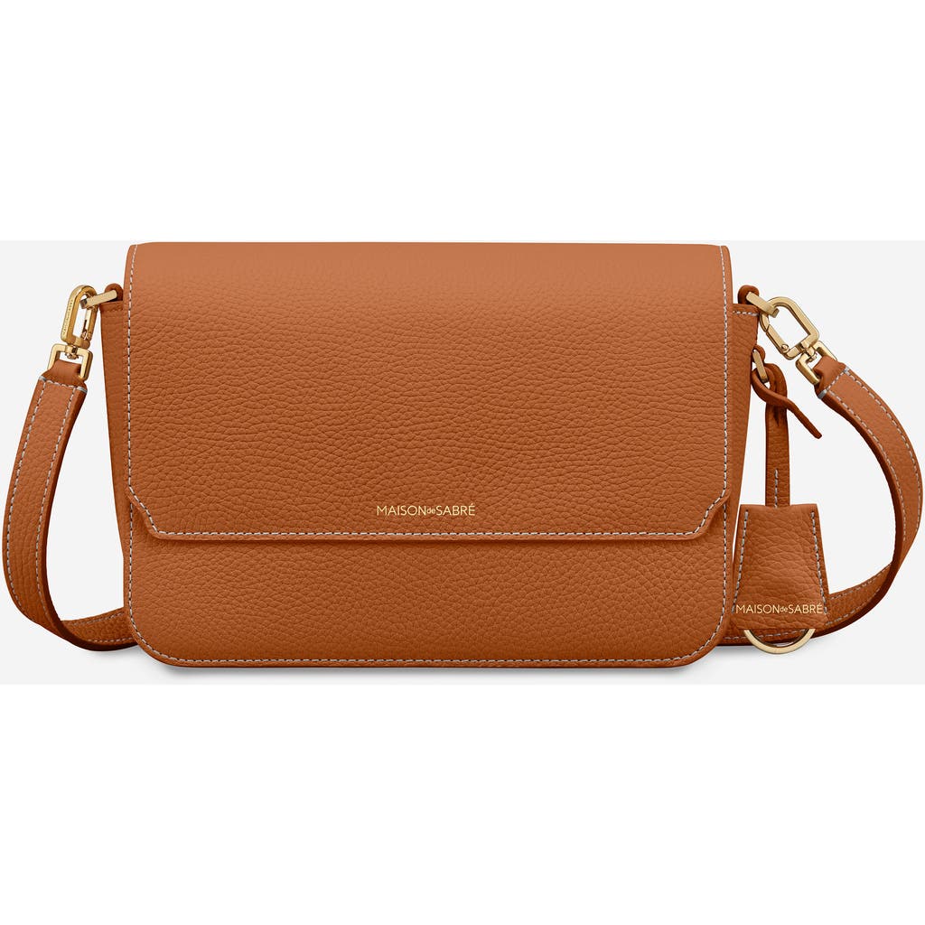 Maison De Sabre Flap Leather Shoulder Bag In Brown