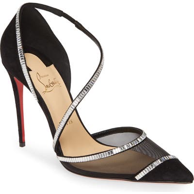 Christian Louboutin Chiara Embellished Pointy Toe Pump, Black