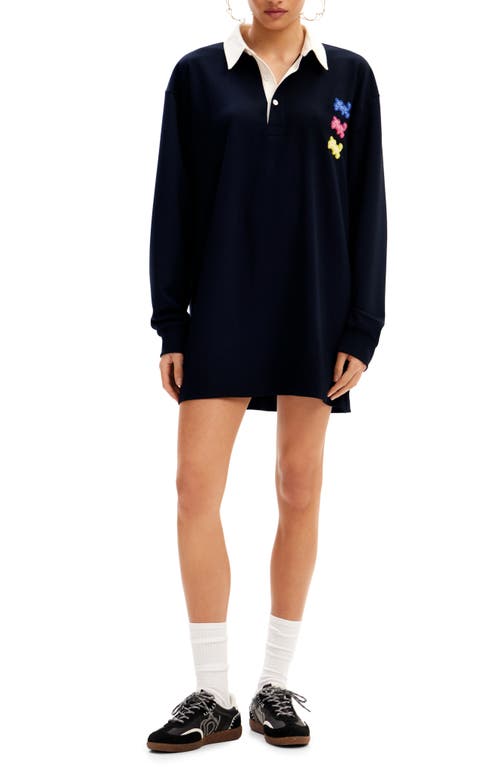 M. Christian Lacroix Long Sleeve Polo Dress in Blue