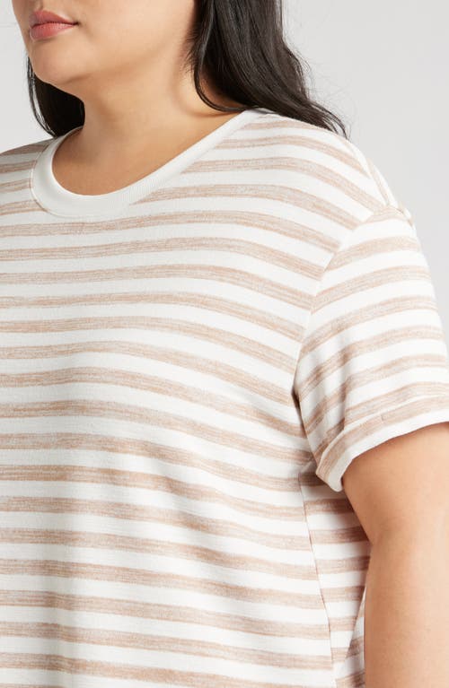 Shop Caslonr Caslon(r) Ease Stripe Crewneck T-shirt In Tan Oxford- White Charm Stripe