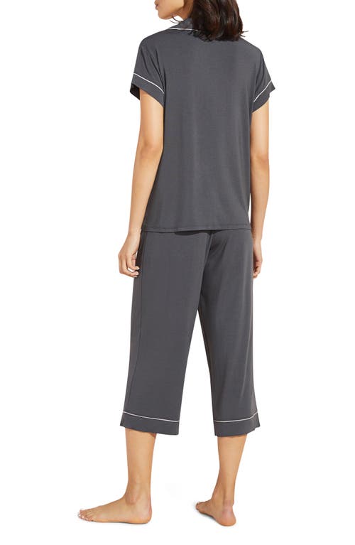 Shop Eberjey Gisele Jersey Knit Crop Pajamas In Graphite/sorbet Pink