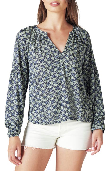 LUCKY BRAND women shirt top 7WP6582 white purple cotton floral sz XS $69.50
