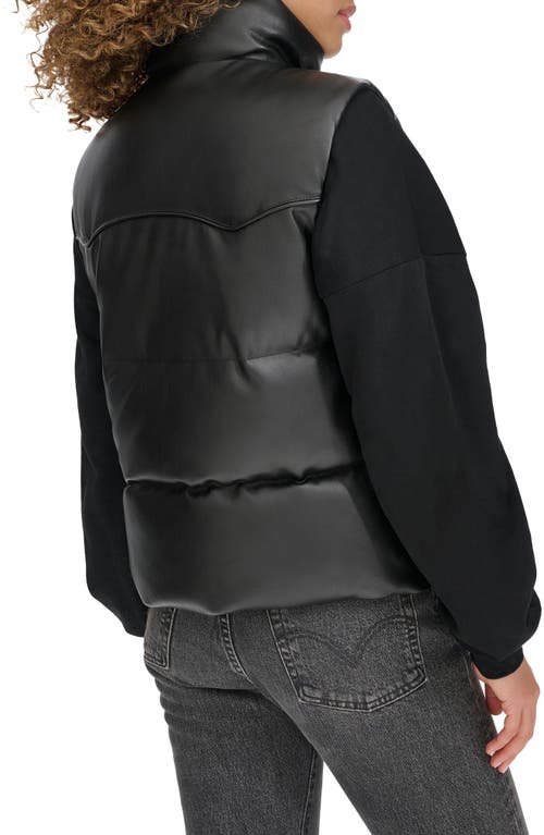 Shop Levi's Faux Leather Western Puffer Vest In Black