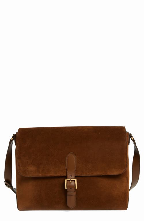 Suede Messenger Bag in Cigar