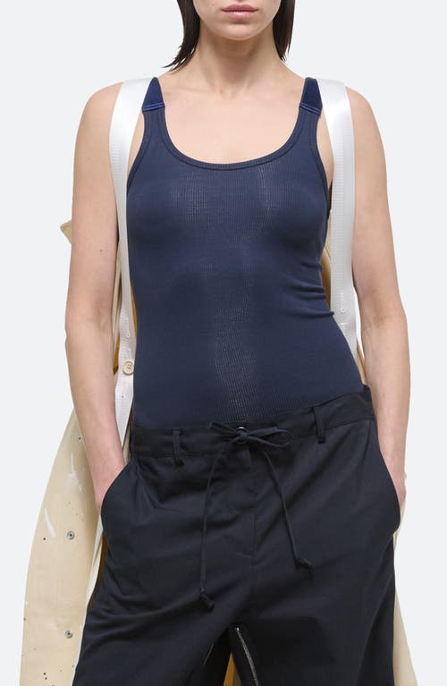 Helmut Lang Scoop Neck Rib Tank Navy - G0F at Nordstrom,