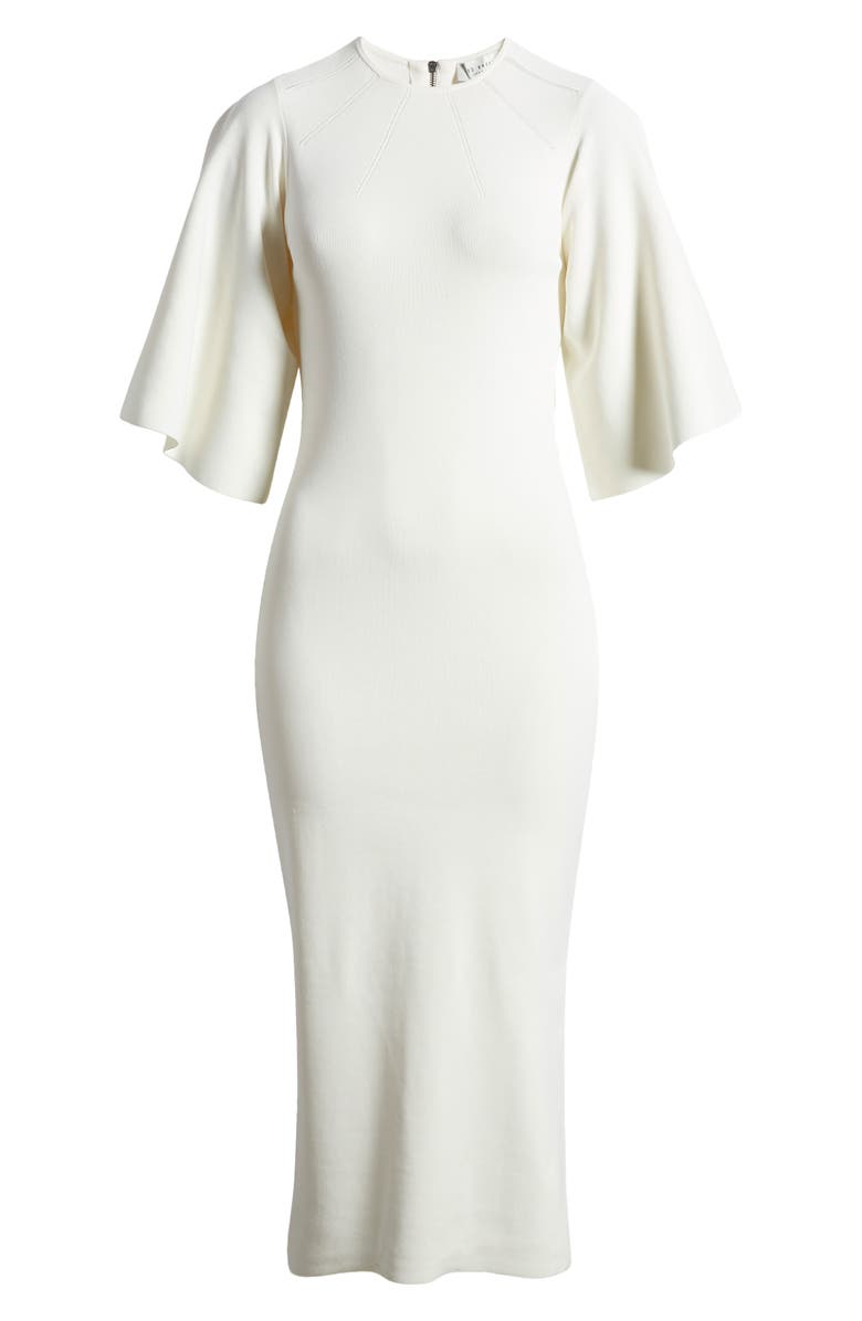 Ted Baker London Lounia Fluted Sleeve Body-Con Sweater Dress, Alternate, color, White