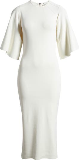 Lounia Fluted Sleeve Body-Con Sweater Dress
