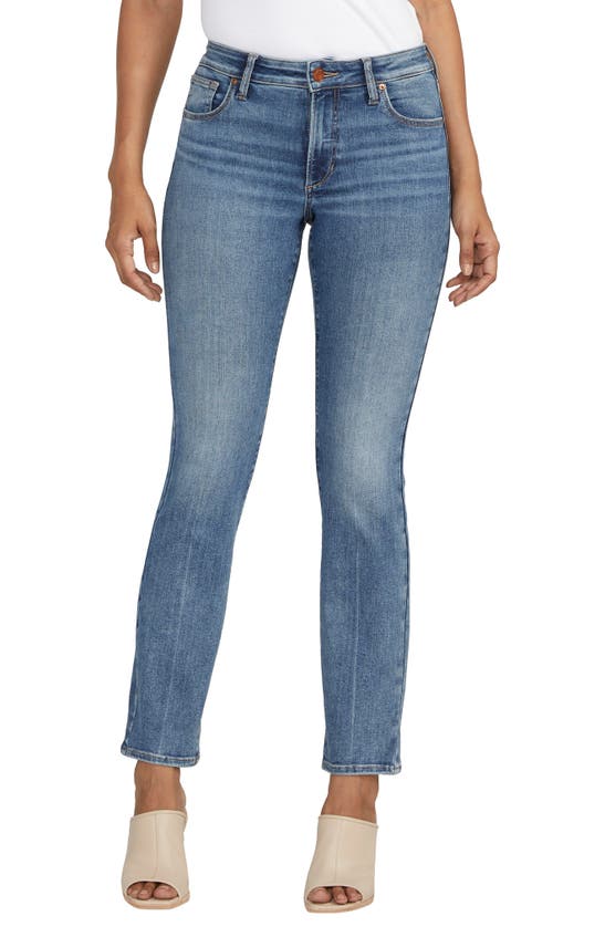 Shop Jag Jeans Jag Forever Stretch Mid Rise Slim Straight Leg Jeans In Blue Nile