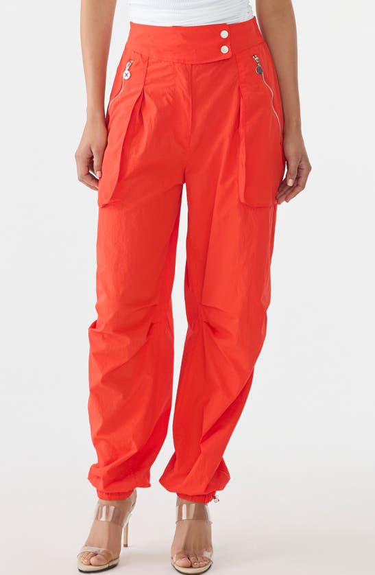 Shop Gstq Nylon Parachute Pants In Deep Orange