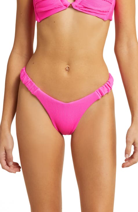 Rouched Sport Bikini Top in Terez Pink and Hot Red –