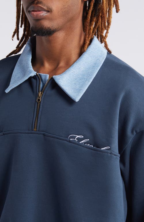 Elwood Long Sleeve Quarter Zip Sweatshirt In Navy