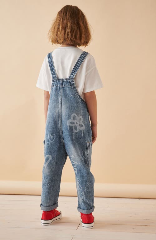 Shop Next Kids' Grafitti Print Denim Overalls In Blue