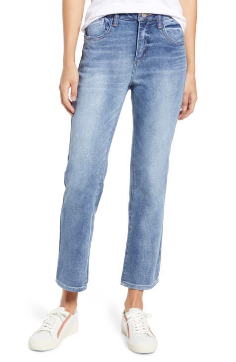  Womens Capri Jeans Stretchy Straight Leg Denim Pants Sky  Blue Size 10