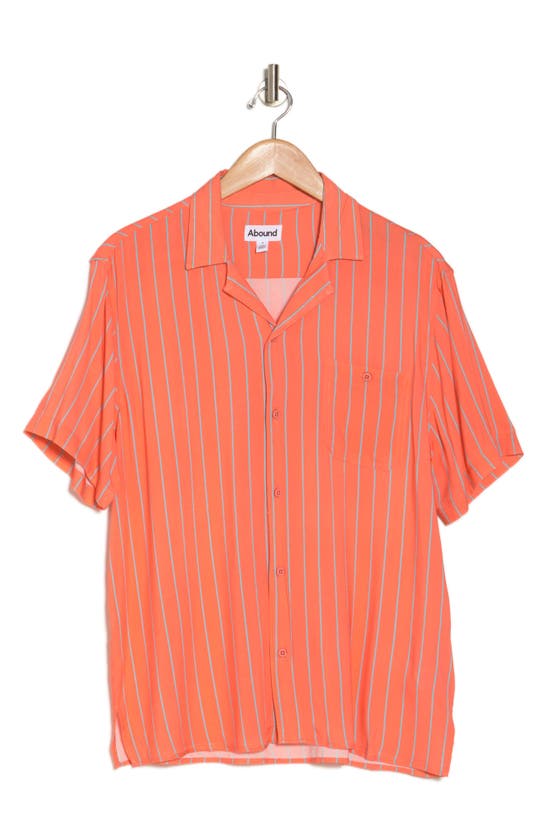 Shop Abound Pinstripe Camp Shirt In Coral-teal Pin Stripe