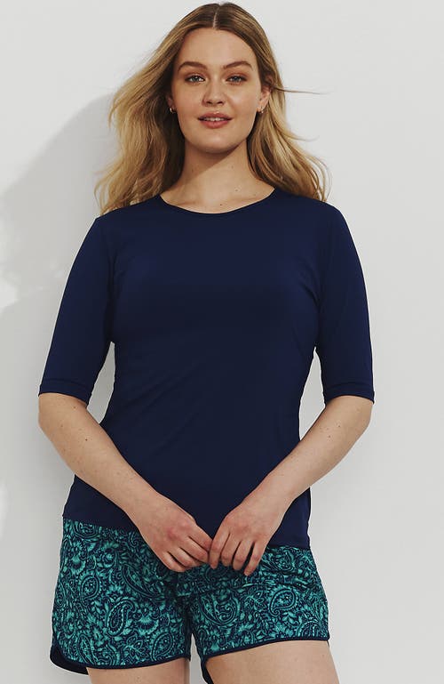 LANDS' END LANDS' END ELBOW SLEEVE RELAXED UPF 50 RASH GUARD