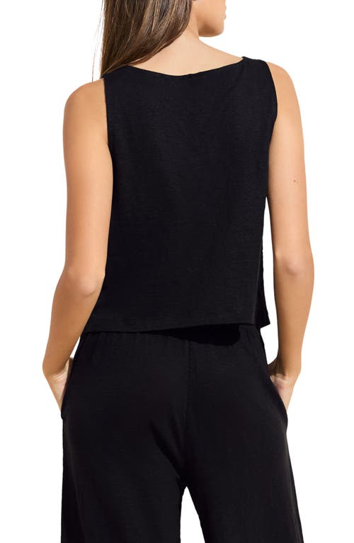 Shop Eberjey Boat Neck Organic Linen Sleeveless Lounge Top In Black
