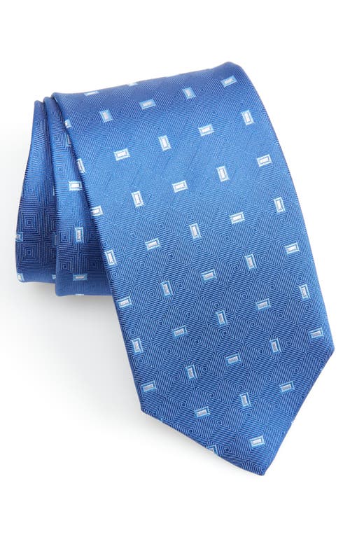 David Donahue Neat Geometric Silk Tie in Blue