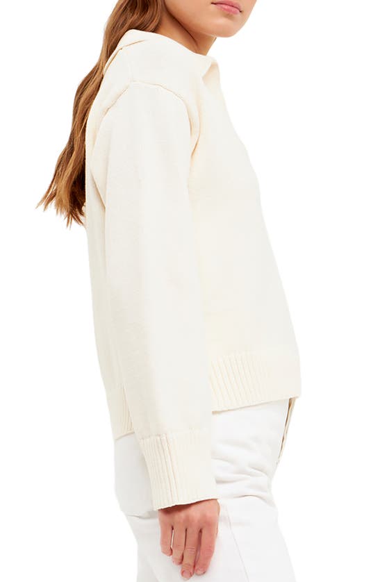 Shop English Factory Johnny Collar Sweater In Ivory