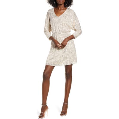 All In Favor Sequin Dolman Minidress, Metallic