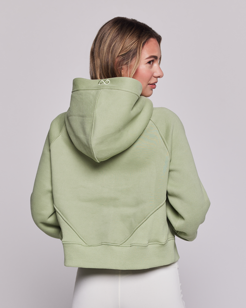 Shop Rebody Active Effortless Fleece Full Zip Hoodie In Matcha