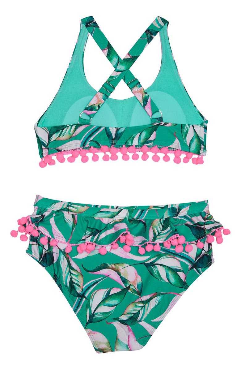 Beach Lingo Kids' Pompom Ruffle Two-Piece Swimsuit | Nordstrom