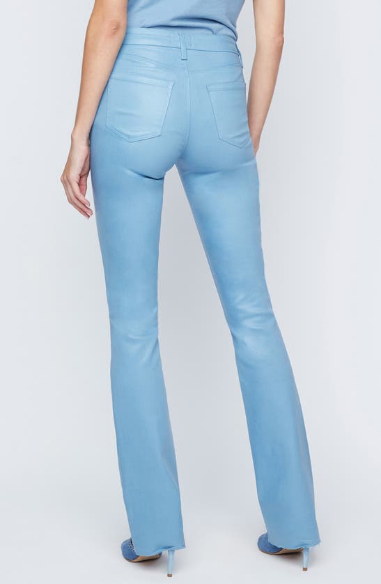 Shop L Agence Ruth Coated High Waist Raw Hem Straight Leg Jeans In Blue Mist Coated