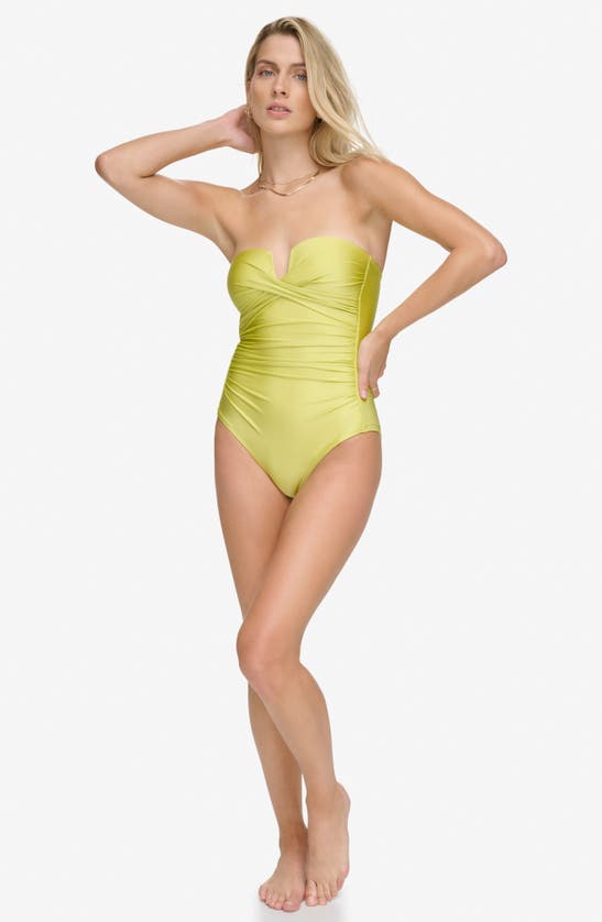 Shop Calvin Klein Tummy Control One-piece Swimsuit In Pear Shimmer