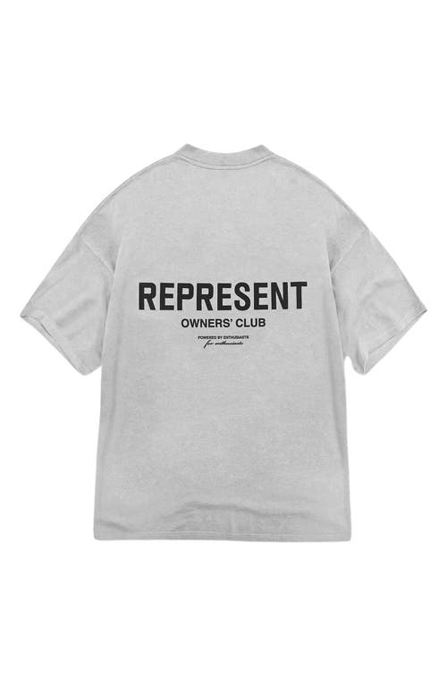 Represent Grey Owners Club Cotton T-shirt In Ash Grey/black