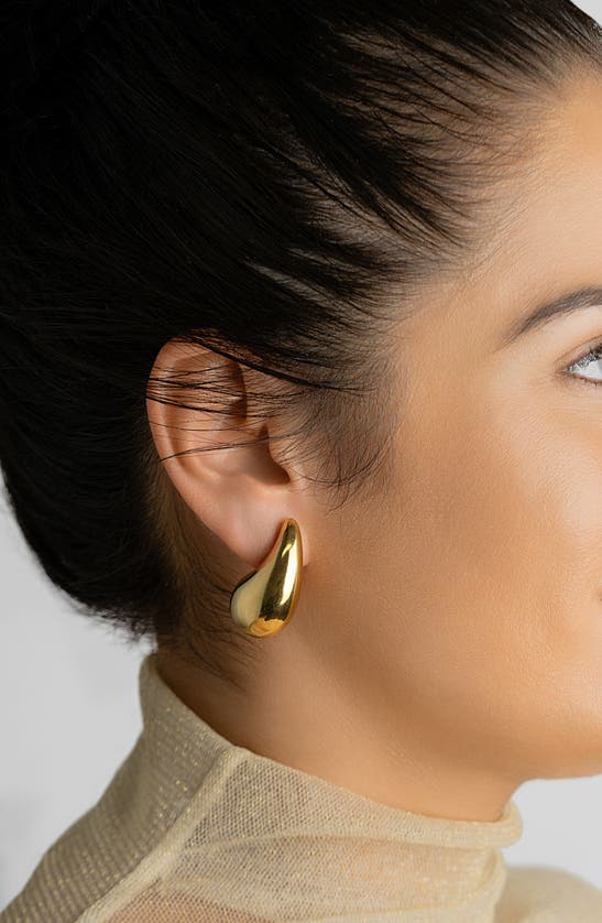 Adornia Tarnish Resistant 14k Gold-plated Teardrop Sculptural Stud Earrings In Gold