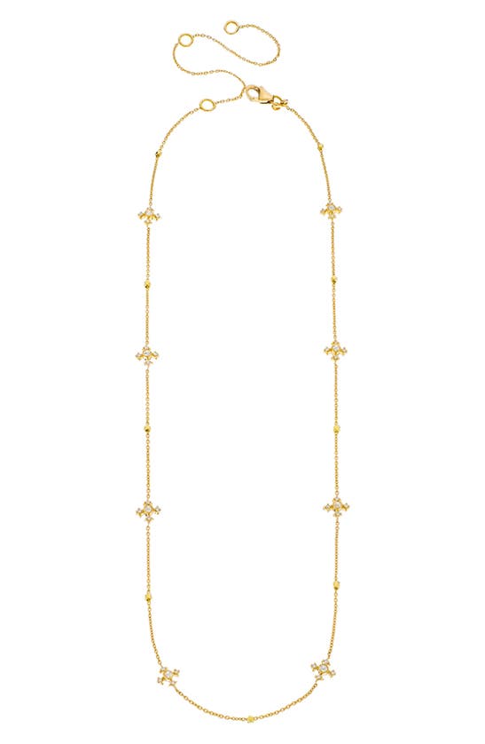 Sethi Couture Arya Diamond Cross Station Necklace In Yellow Gold