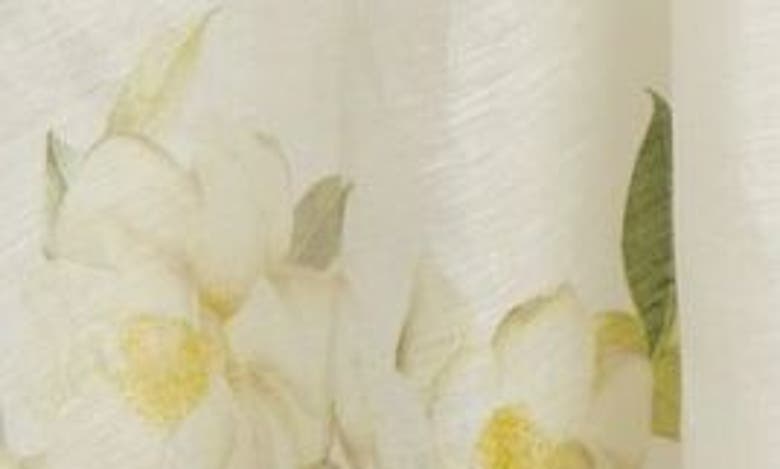 Shop Zimmermann Harmony Floral Print Pleated Long Sleeve Linen & Silk Shirtdress In Ivory Magnolia