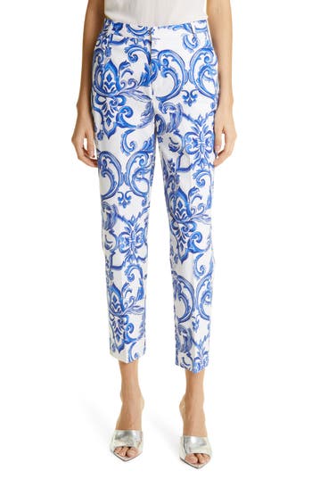 L Agence Ludivine Cropped Trousers In Wht M Mediterranean Tl