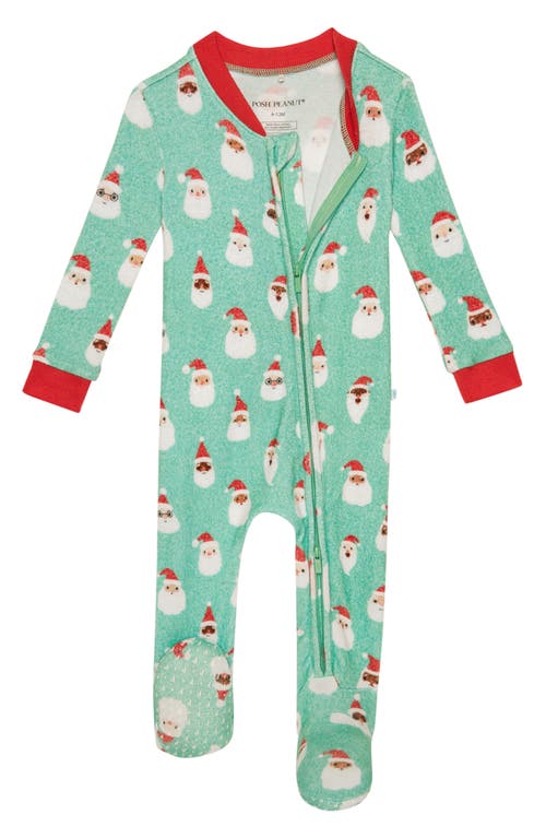 Shop Posh Peanut Santa Medley Pacci Fitted Footie Pajamas In Green