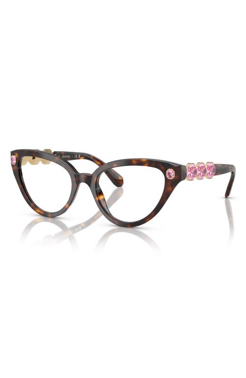 Swarovski 53mm Cat Eye Optical Glasses In Havana
