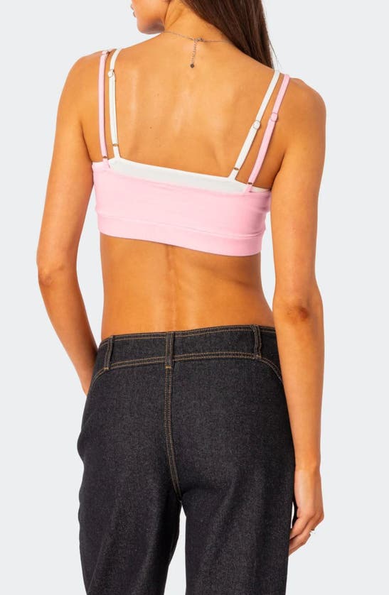 Shop Edikted Gracie Layered Crop Camisole In Light-pink