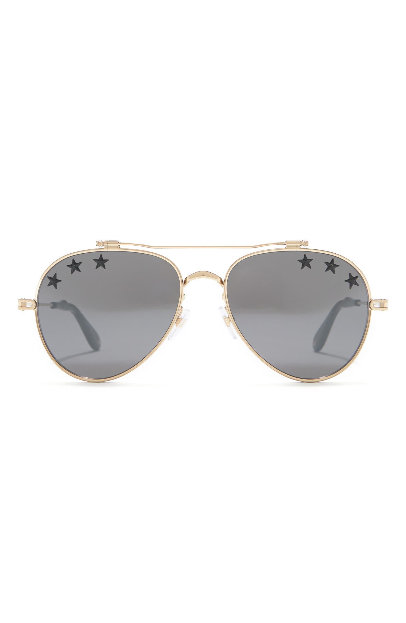 Givenchy Star Detail 58mm Mirrored Aviator Sunglasses In Gold / Silver Mirror
