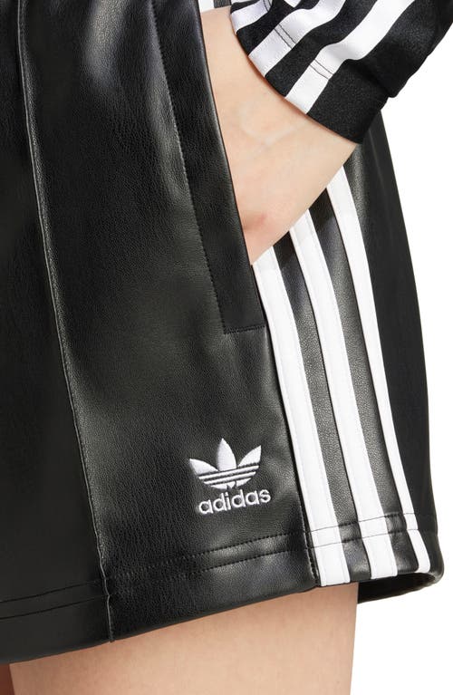 Adidas Originals Faux Leather Track Shorts In Black