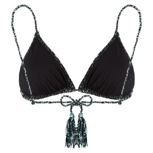 Vilebrequin Pearl Jersey Rope Tresses Triangle Bikini Top In Noir